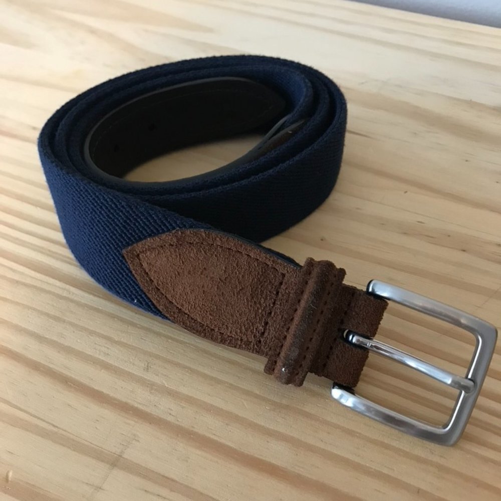 Anderson's Woven Navy Brown Leather Belt